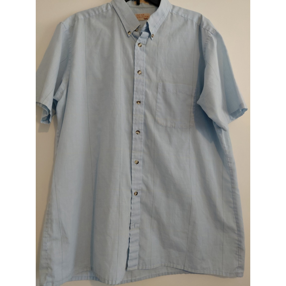 Vintage Men's The Fox Collection XL Tall Blue Button Up Short Sleeve Dress EUC